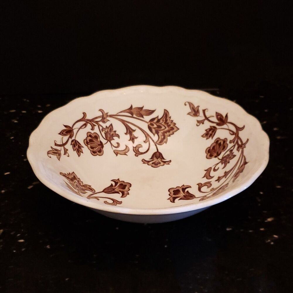 J & G Meakin Royal Staffordshire Windsong Brown Cereal Soup Bowl England Vintage